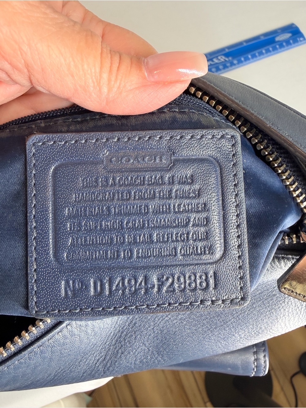 Coach Navy Leather Small Crossbody with Zip Trim - Picture 1 of 11